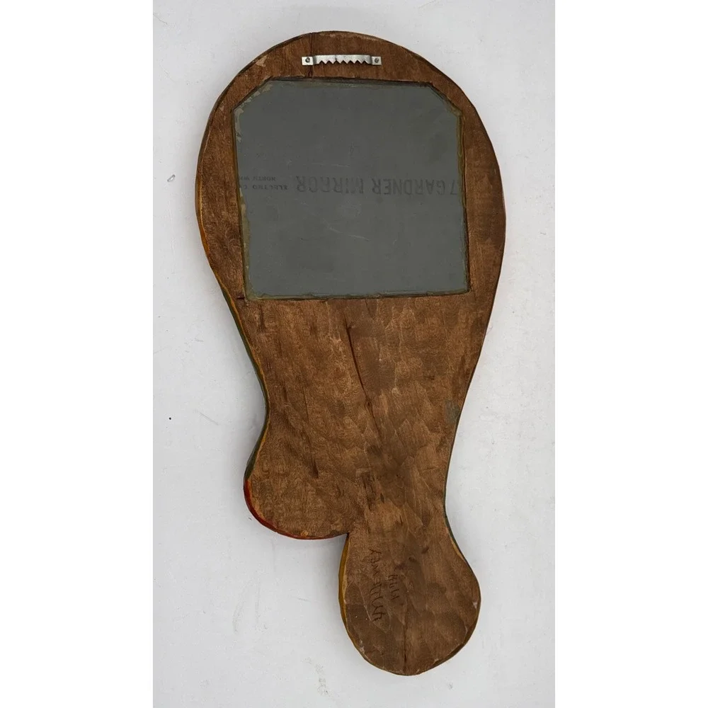 Vintage Hand Carved Wood Mirror 1970s Handmade Wall Decor‎ Signed